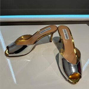 Steve Madden Metallic Silver and Gold Heels